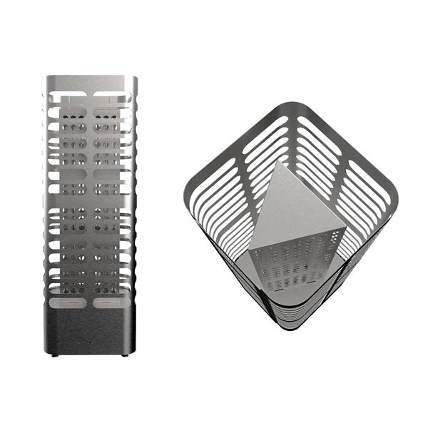 Homecraft electric sauna heater shown from front and angled views with vent panels