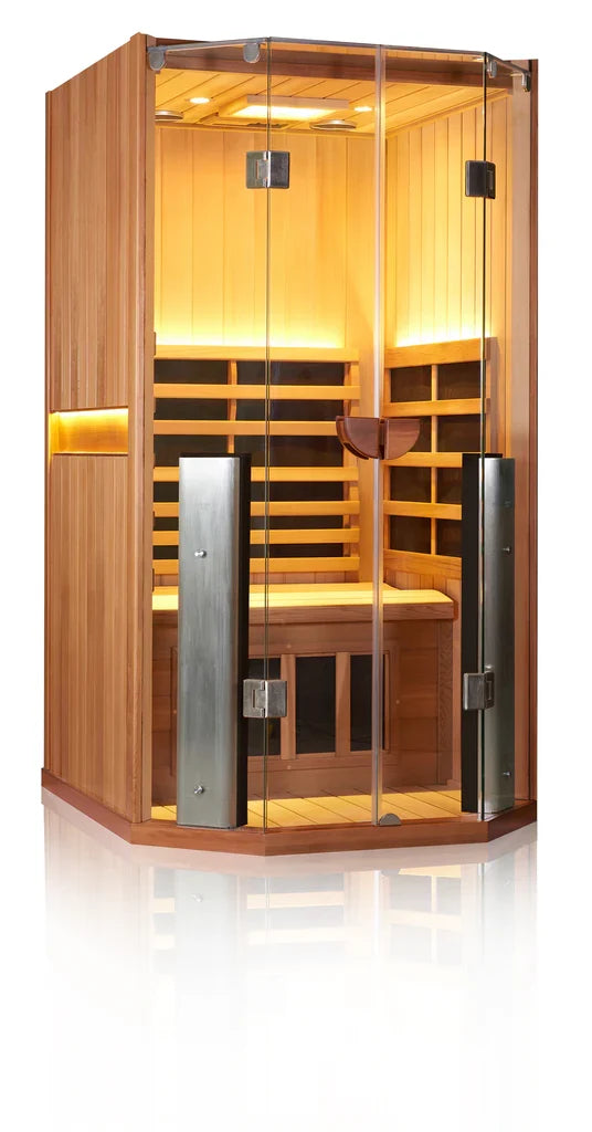 Clearlight Sanctuary 1 one-person full spectrum infrared sauna with premium wood design for home wellness