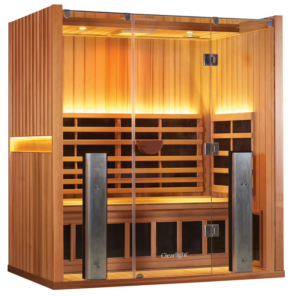 Clearlight Sanctuary 3 three-person full spectrum infrared sauna with premium wood interior for home wellness