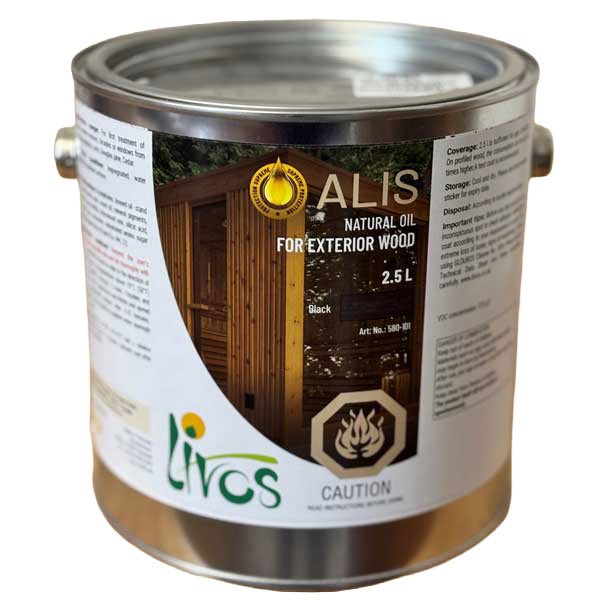 Livos ALIS sauna oil bucket for exterior wood, black, 2.5 L, with handle and lid