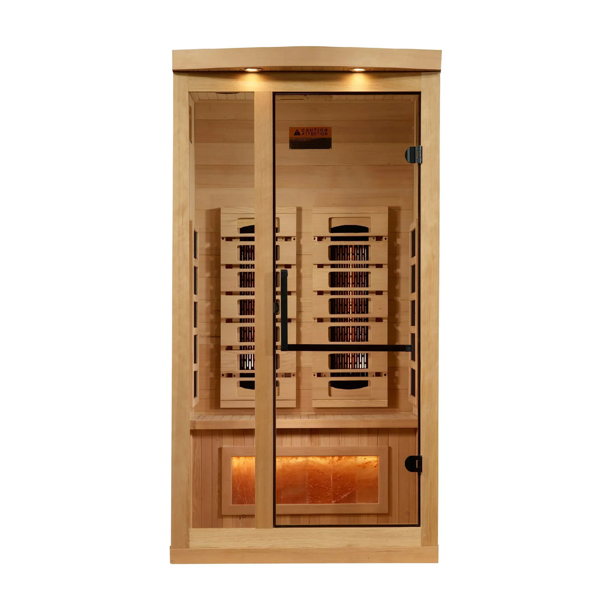 Golden Designs GDI-8010-03 1-2 person full spectrum infrared sauna cabin built with premium natural Canadian Hemlock wood.