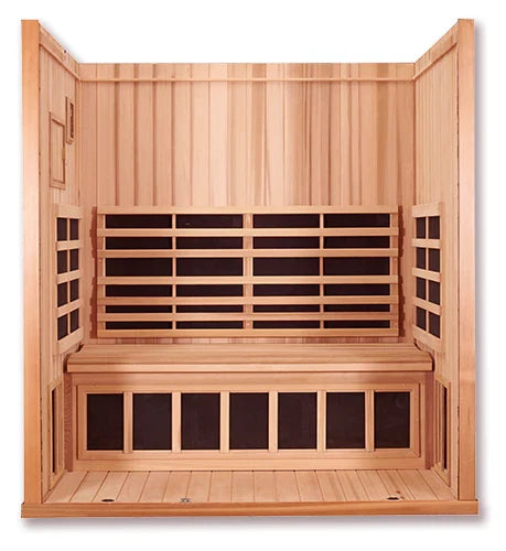 Clearlight Sanctuary 3 three-person infrared sauna interior with comfortable bench seating