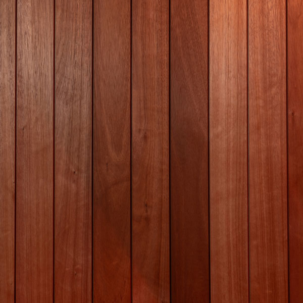 Close-up of vertical wood planks inside the sauna interior