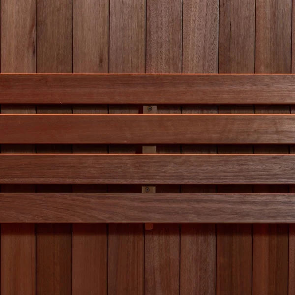 Wooden sauna interior wall panels with horizontal slats