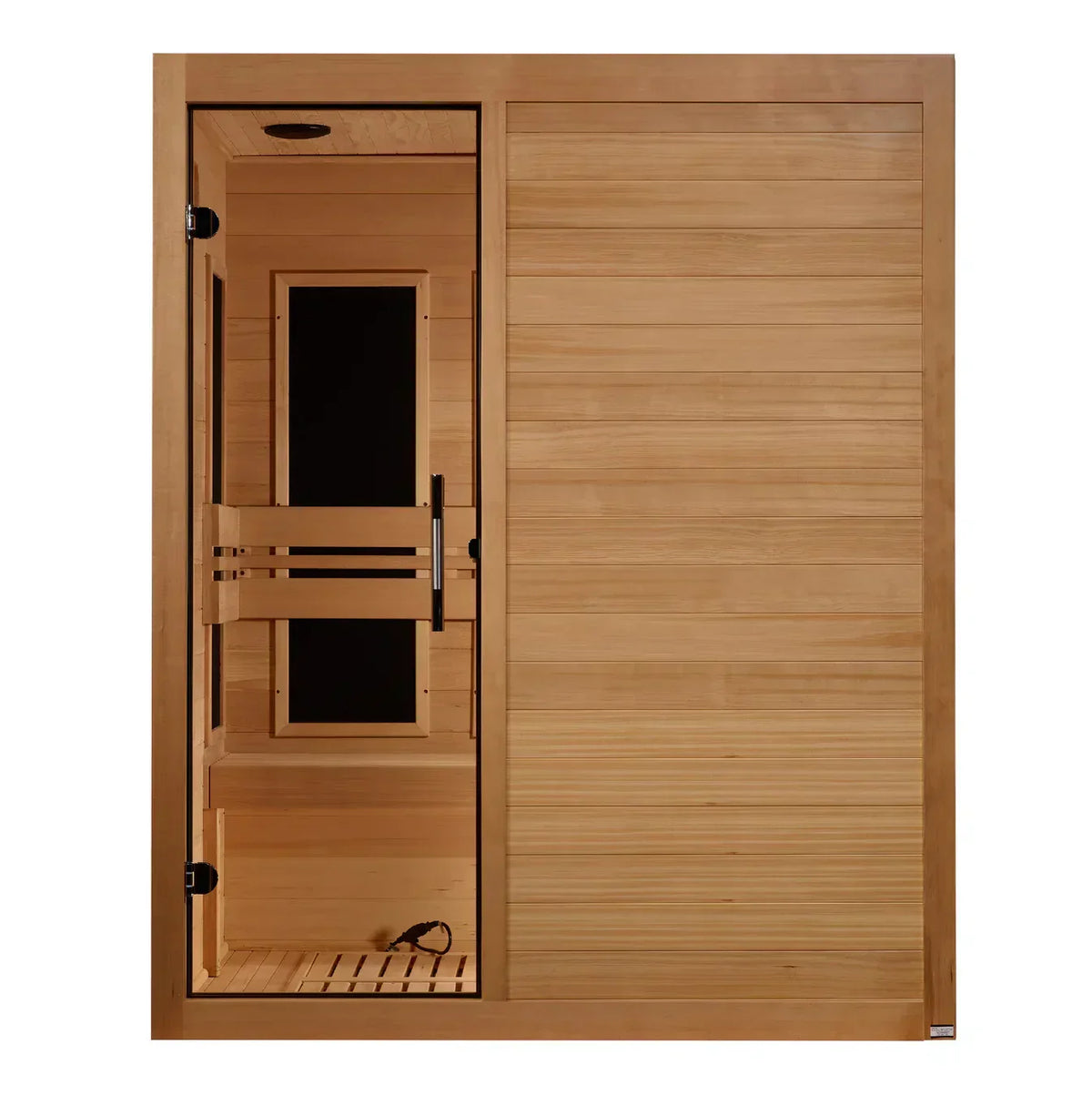 New 2026 Dynamic Toscana 3 Person Low EMF FAR Infrared Sauna DYN-6315-05 with Canadian Hemlock wood, tempered glass door, and spacious modern home spa design for full-body relaxation.