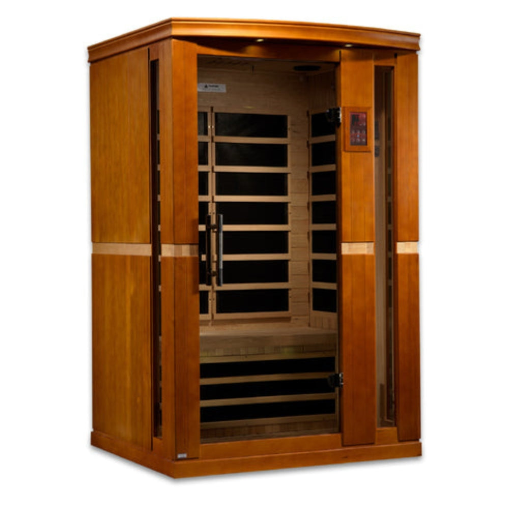 Dynamic Vittoria 2-Person Ultra Low EMF FAR Infrared Canadian Hemlock Sauna space-conscious cabin.