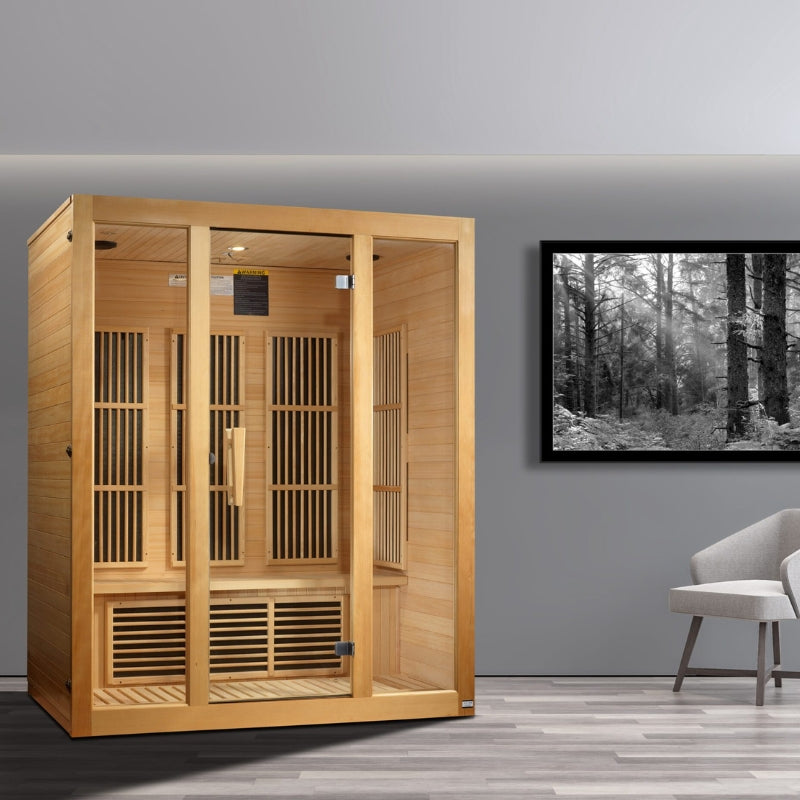 Maxxus Bellevue 3-Person Near Zero EMF FAR Infrared Sauna with Canadian Hemlock MX-J306-01-ZF