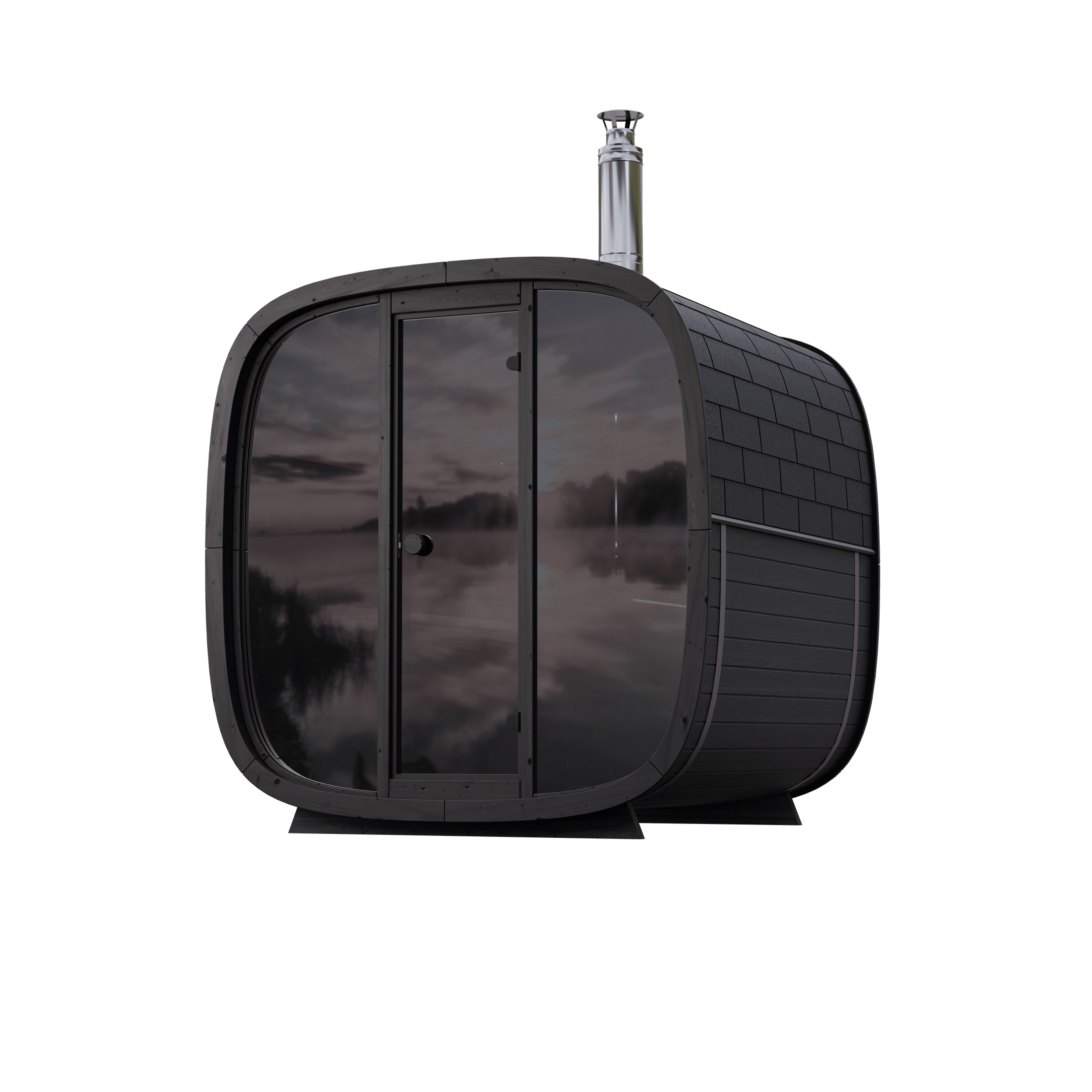 Leil Black Cube Comfort 6 Person Outdoor Sauna Kit
