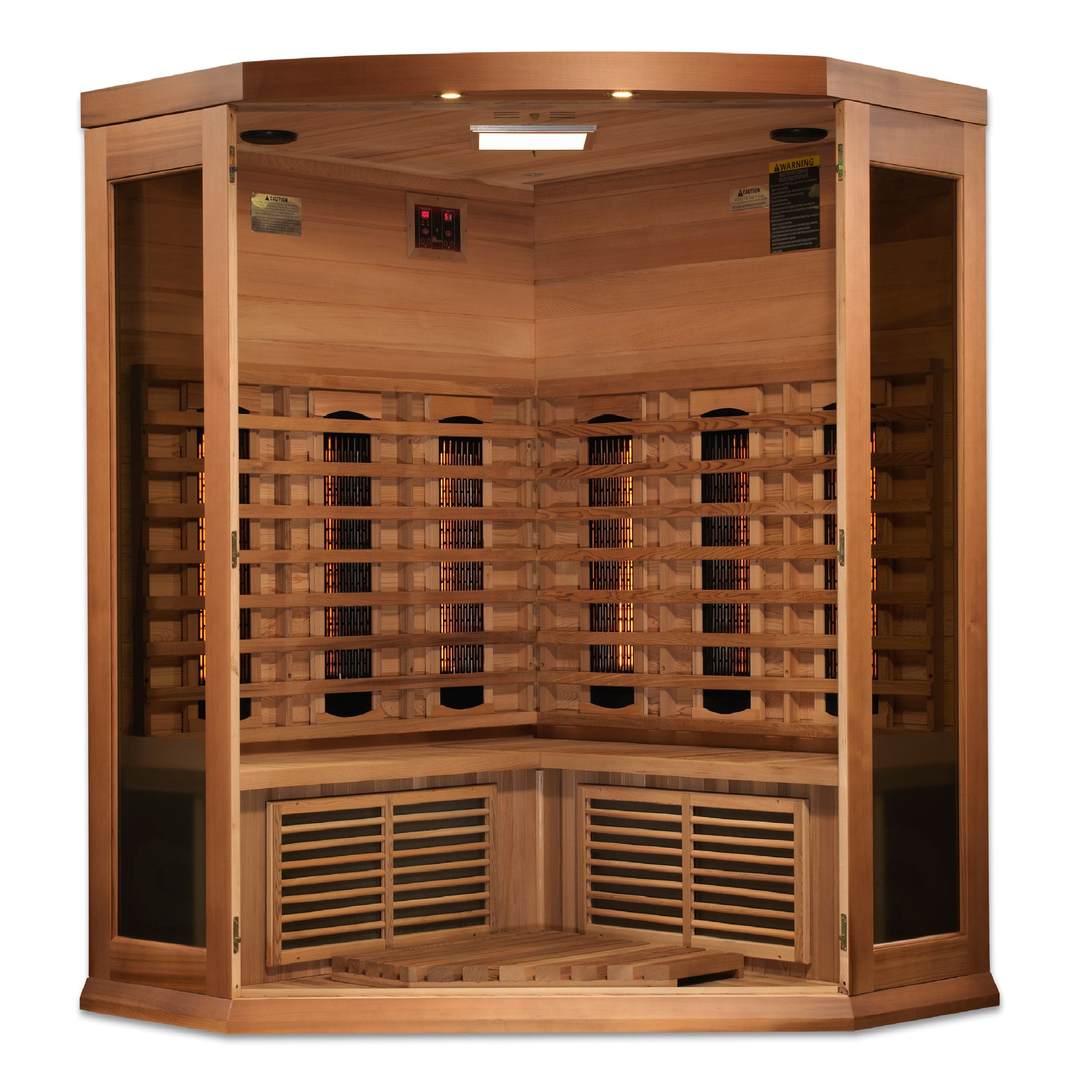 Maxxus 3-Person Corner Full Spectrum Near Zero EMF FAR Infrared Sauna Canadian Red Cedar MX-M356-01-FS CED