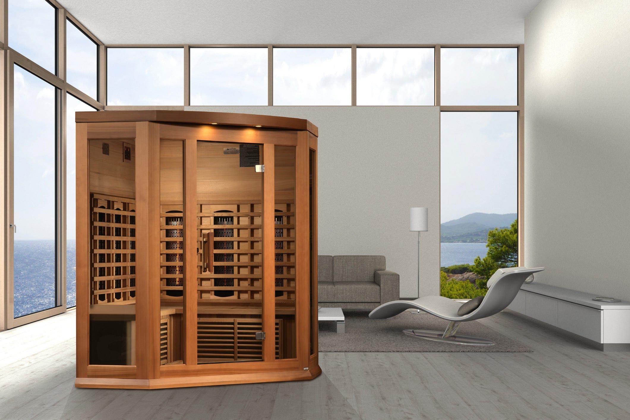 Maxxus 3-Person Corner Full Spectrum Near Zero EMF FAR Infrared Sauna Canadian Red Cedar MX-M356-01-FS CED