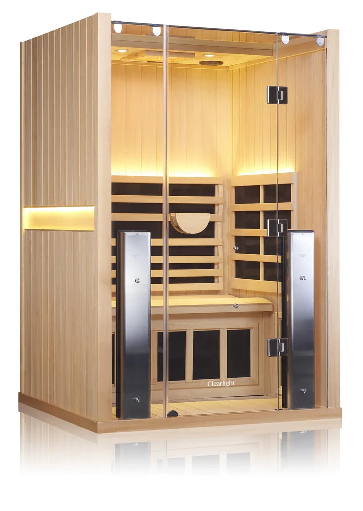 Clearlight Sanctuary 2 two-person infrared sauna featuring full spectrum infrared heating panels and premium wood interior