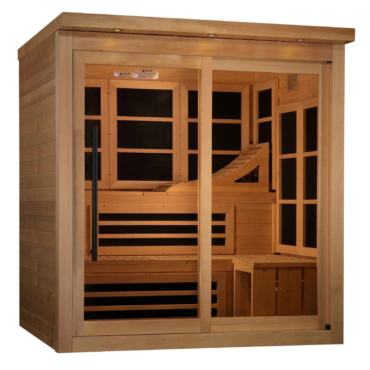 Golden Designs Monaco Limited Edition 6-person far infrared sauna built from premium Canadian Hemlock wood.