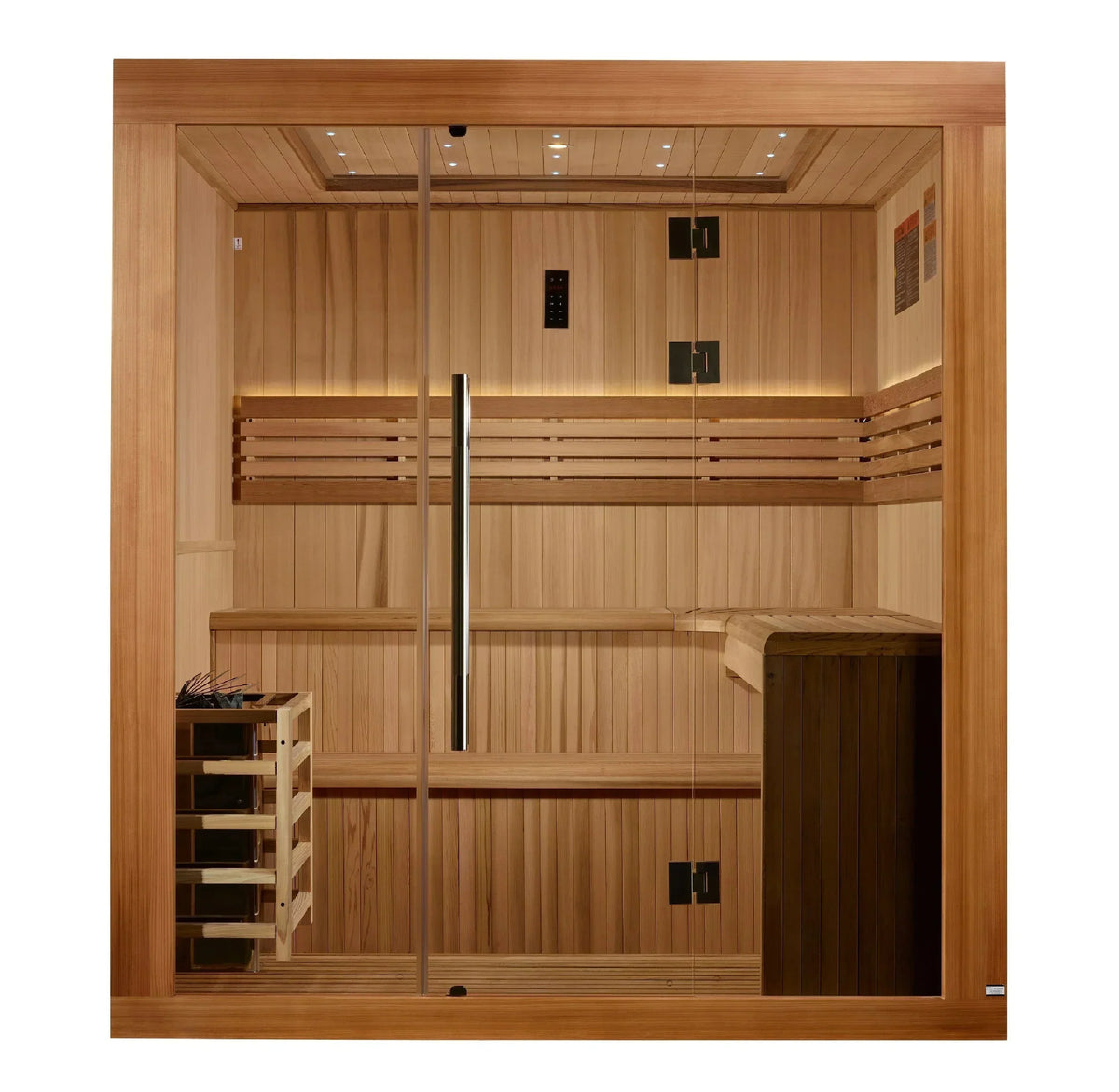 6 Person Golden Designs Osla Edition Traditional Sauna 2025 model featuring luxury cedar construction and high-heat indoor wellness design.