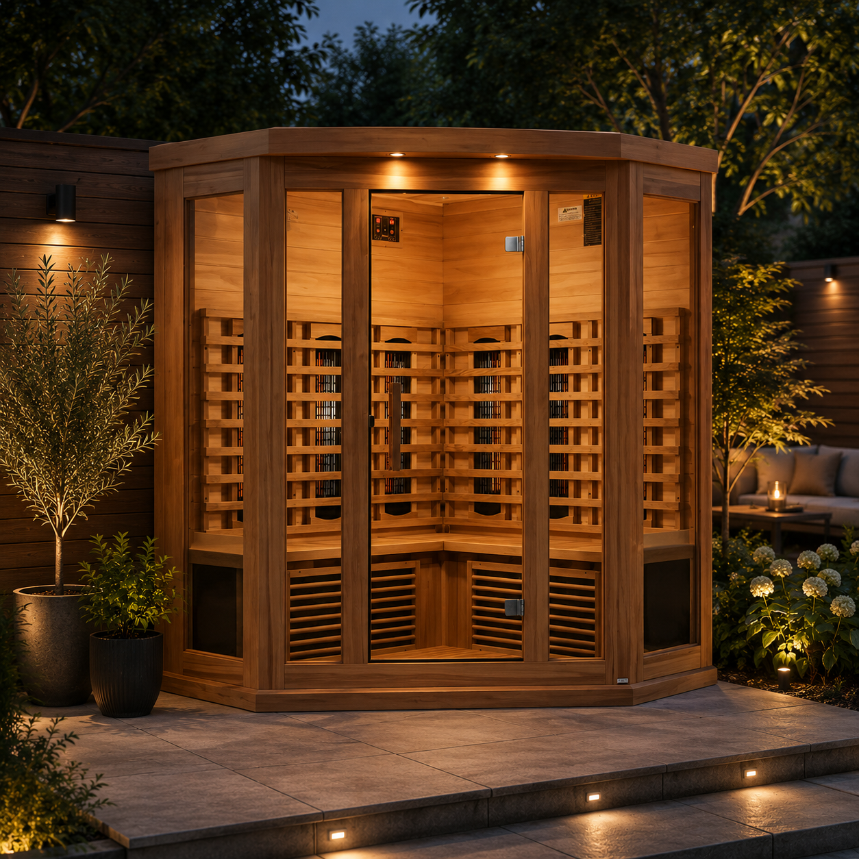 Maxxus 3-Person Corner Full Spectrum  Near Zero EMF FAR Infrared Sauna Canadian Red Cedar MX-M356-01-FS CED