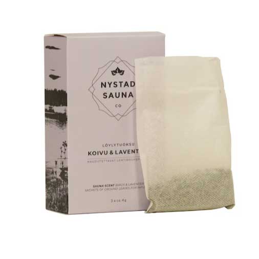 Nystad sauna scent pack—birch & lavender sachet and carton