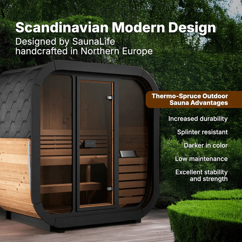 SaunaLife Model CL4G 3 Person Cube Series Outdoor Sauna Kit