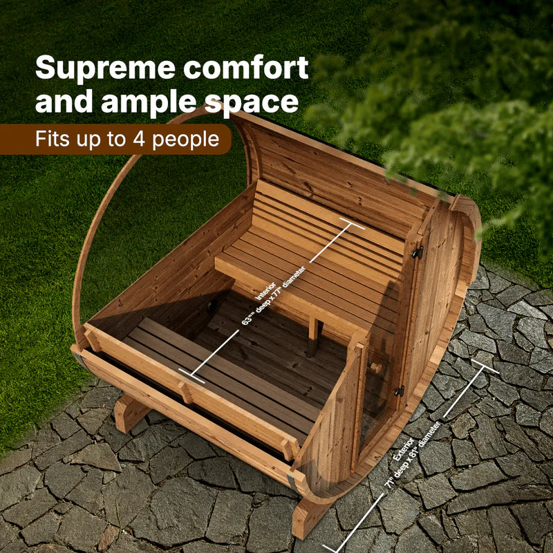 SaunaLife Model E7W 4 Person Sauna Barrel-Window