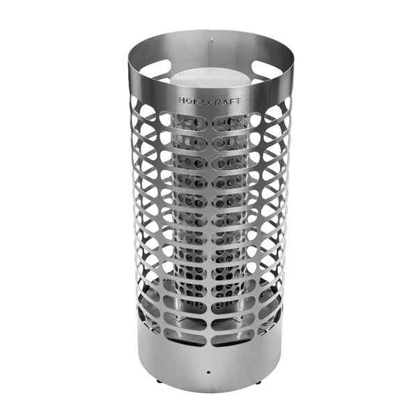 Stainless steel electric sauna heater cylinder with open lattice sides and top rim