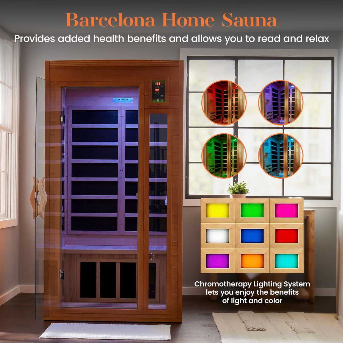Dynamic Barcelona 1-2 Person Low EMF Infrared Sauna - DYN-6106-01