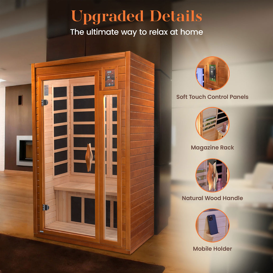 Dynamic Barcelona 1-2 Person Low EMF Infrared Sauna - DYN-6106-01