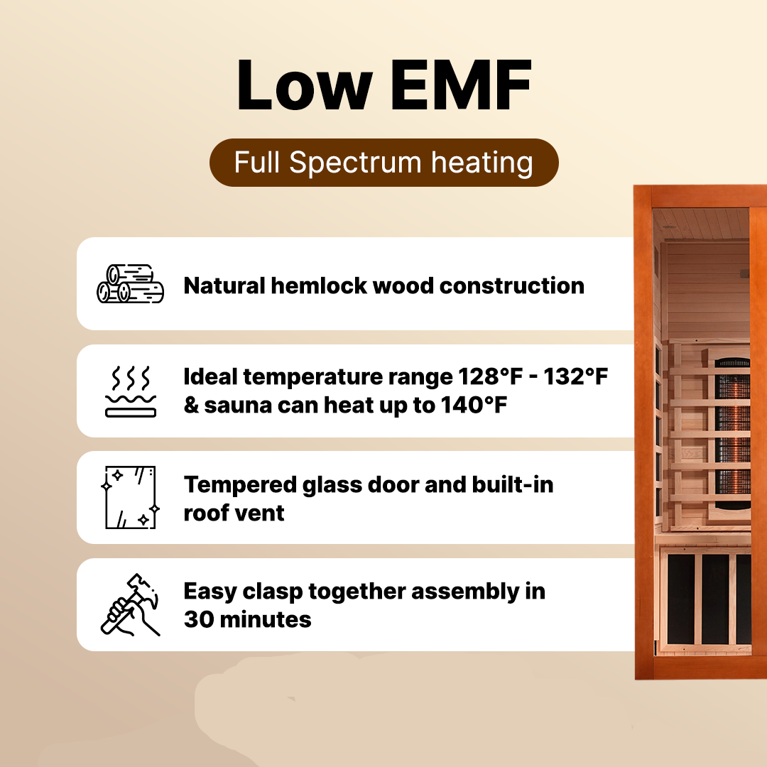 Dynamic Santiago 2-Person Full Spectrum Infrared Sauna - Near Zero EMF