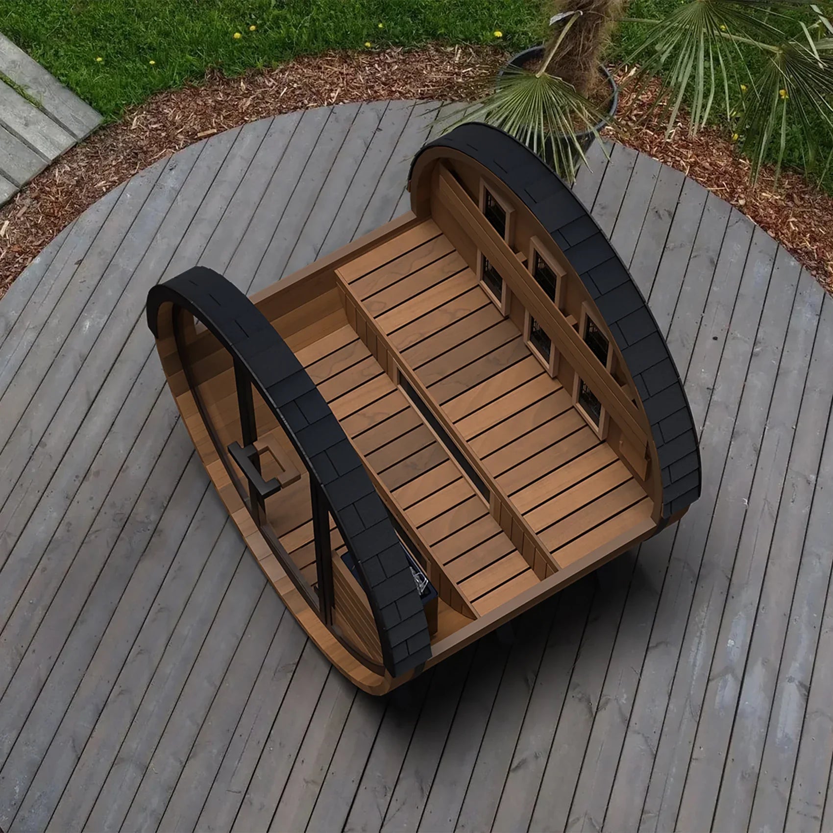 Finnmark FD-6 Outdoor Hybrid Infrared and Traditional 4-Person Cedar Barrel Sauna