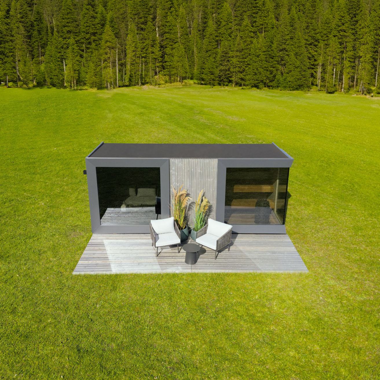 Genevas St. Moritz Pre-Assembled Outdoor Sauna with Lounge & Shower Cabin