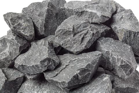 Sauna stones, dark gray rocks for heating