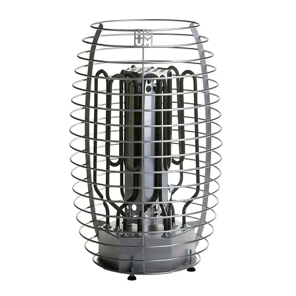 Stainless electric sauna heater with protective wire guard and central core