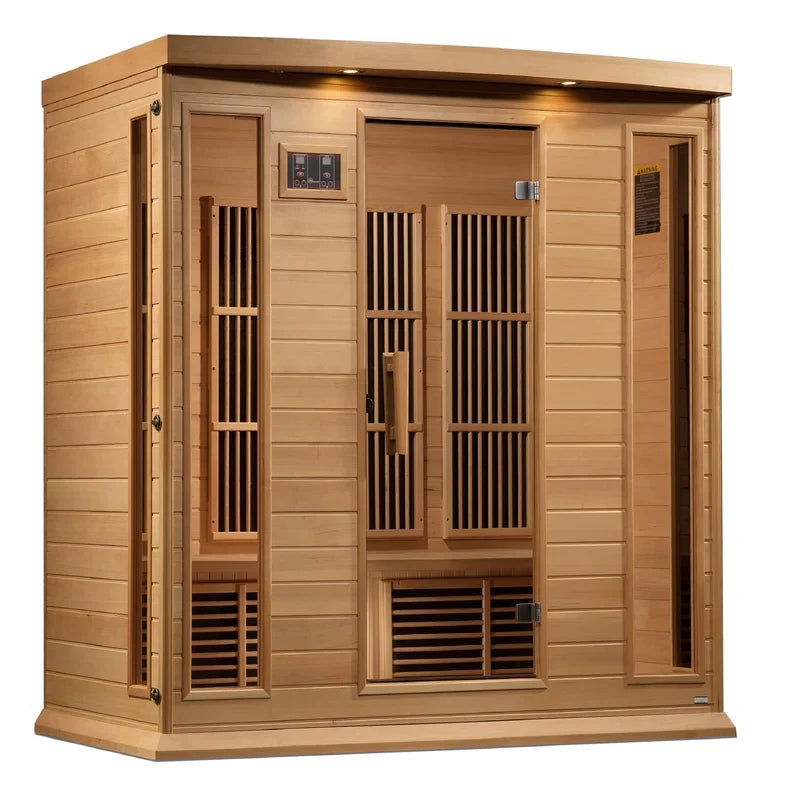 Maxxus near-zero EMF far infrared sauna front view with open door panels