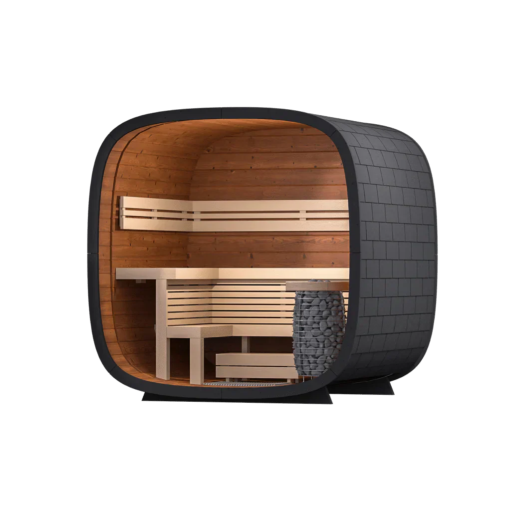 Leil Round Cube Mini Outdoor Sauna 4-5 Person