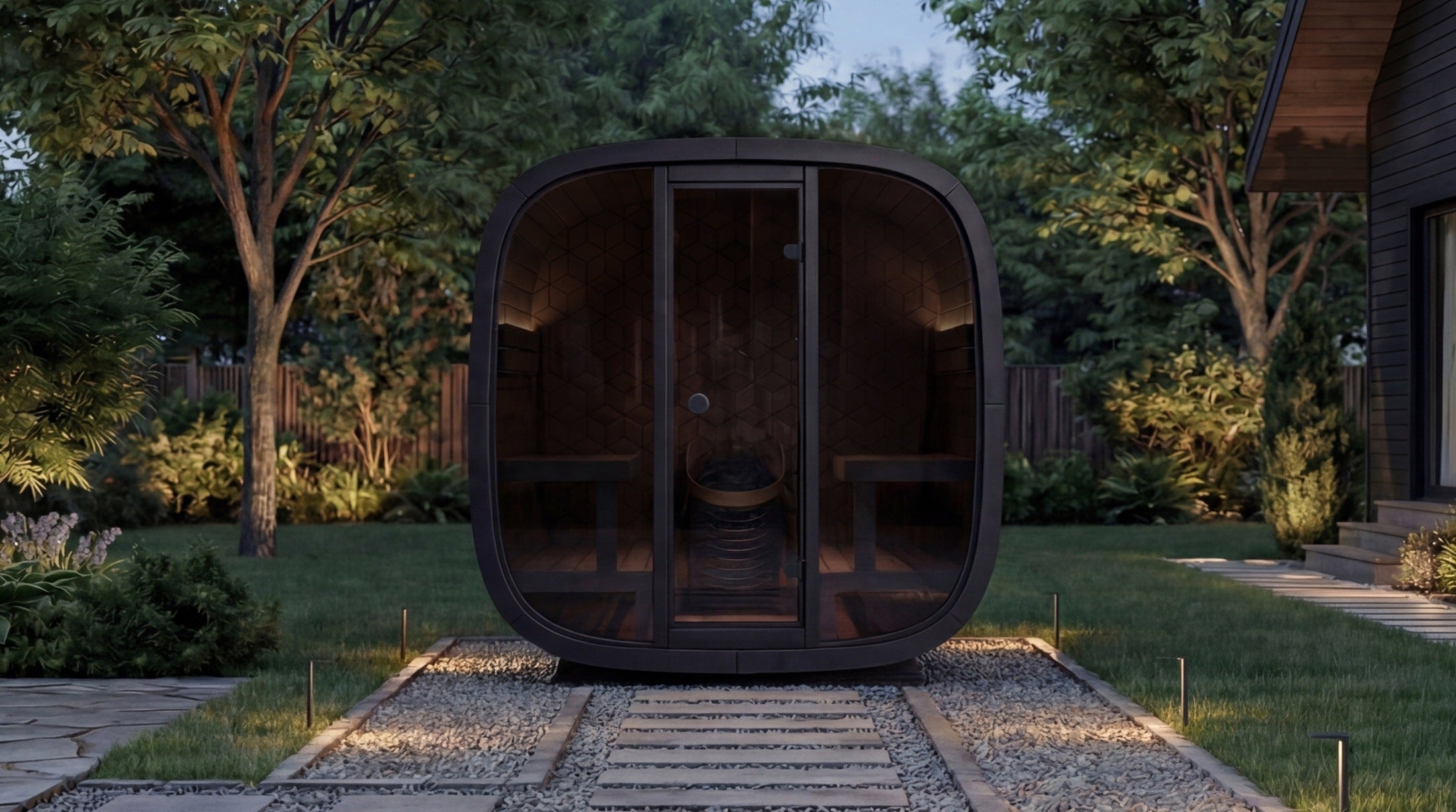 Leil Black Cube Premium 4-Person Outdoor Sauna Kit