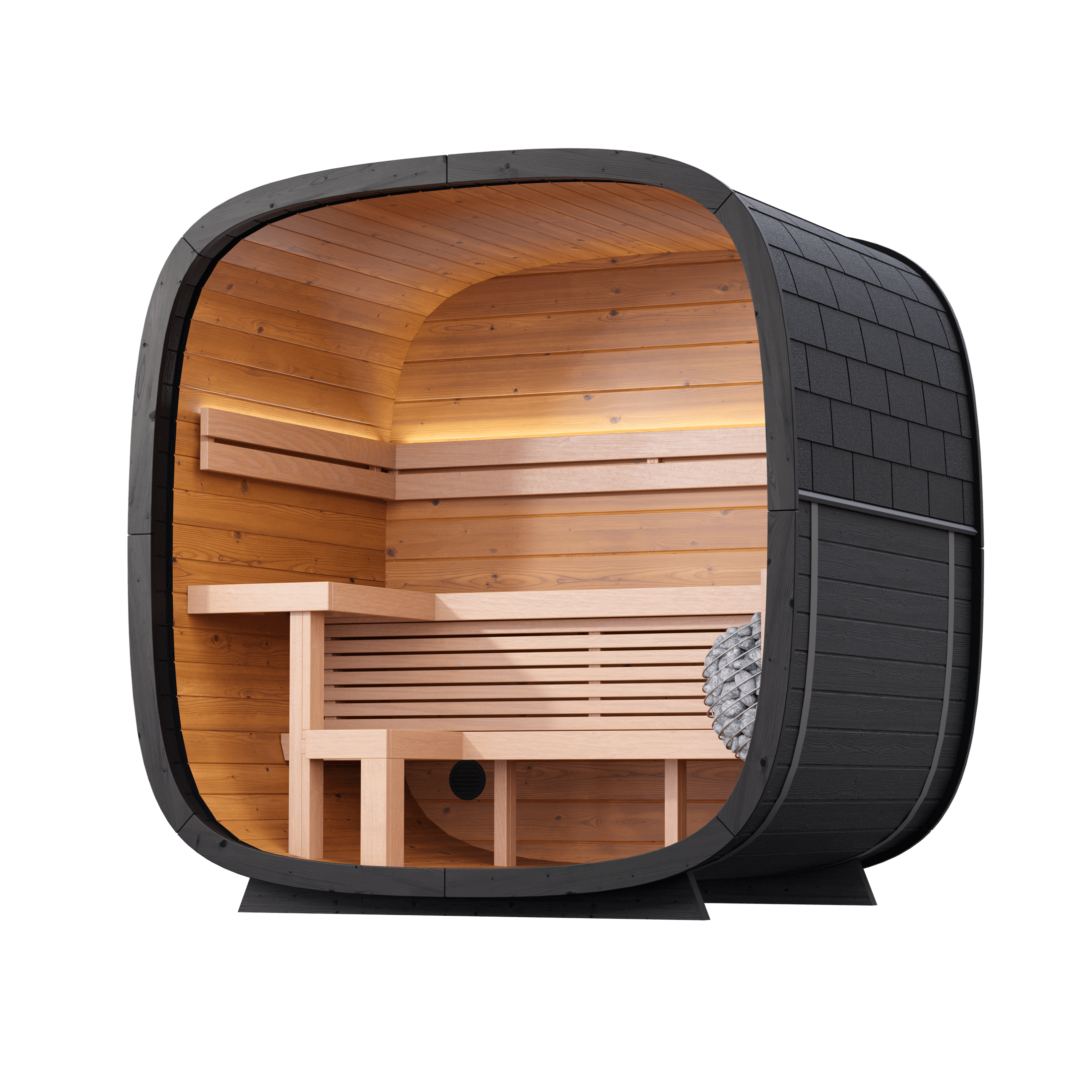 Leil Black Cube Classic 4 Person Outdoor Sauna Kit