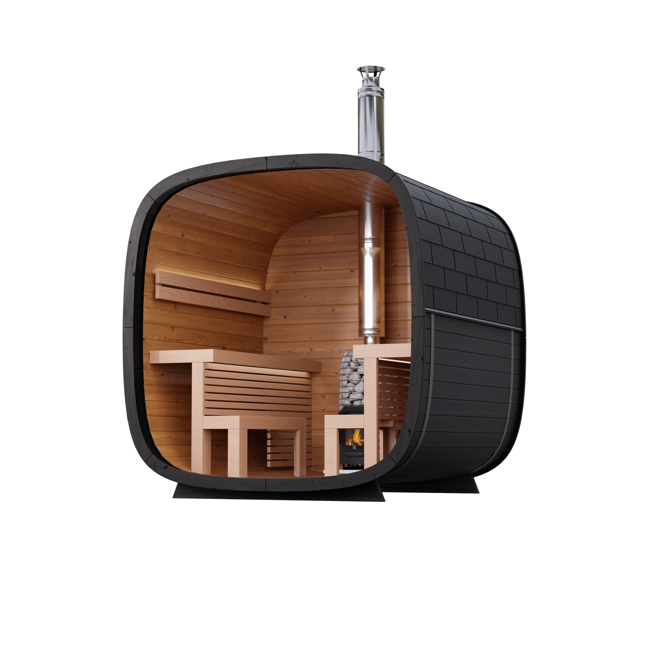Leil Black Cube Comfort 6 Person Outdoor Sauna Kit