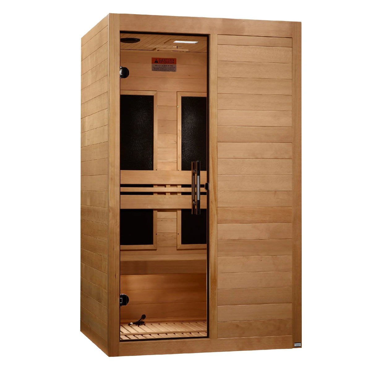 MX-S206-01-ULEMF Maxxus 2-person S-Line Ultra Low EMF FAR infrared sauna made from premium Canadian Hemlock wood featuring advanced infrared heating technology for home wellness and relaxation