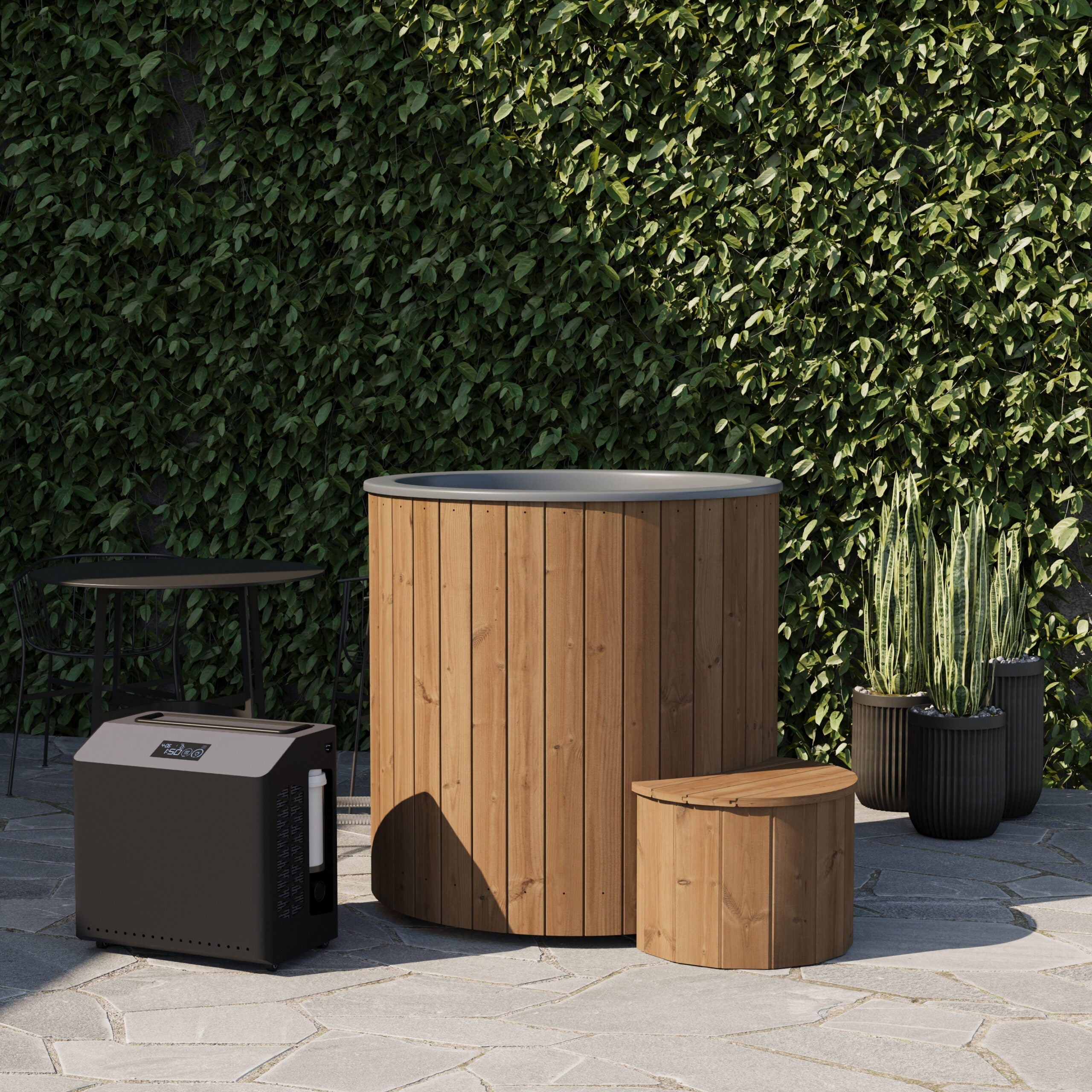 SaunaLife 1-Person Thermo-Pine Cold/Hot Plunge Tub - Model S1N