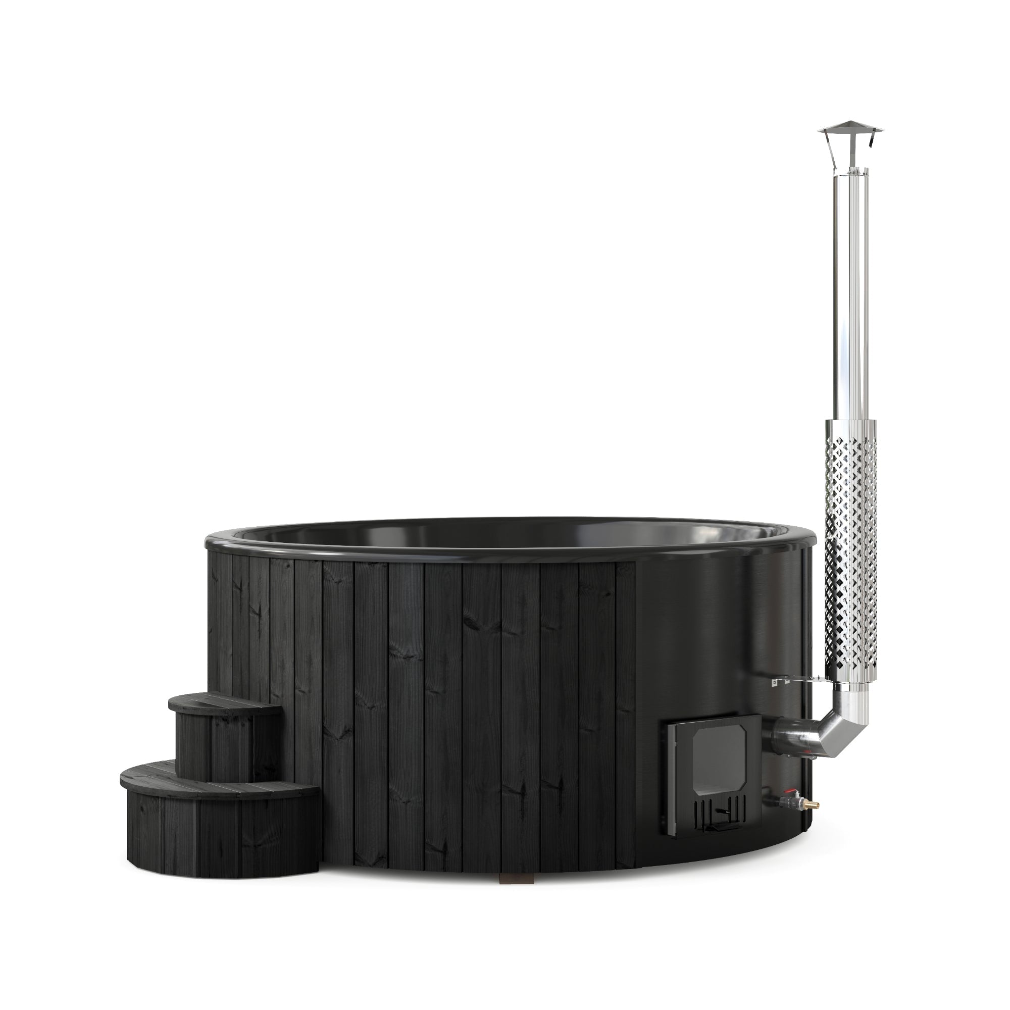 SaunaLife Model S6B - Up to 7 Persons - Home Wood-Burning Hot Tub - Black