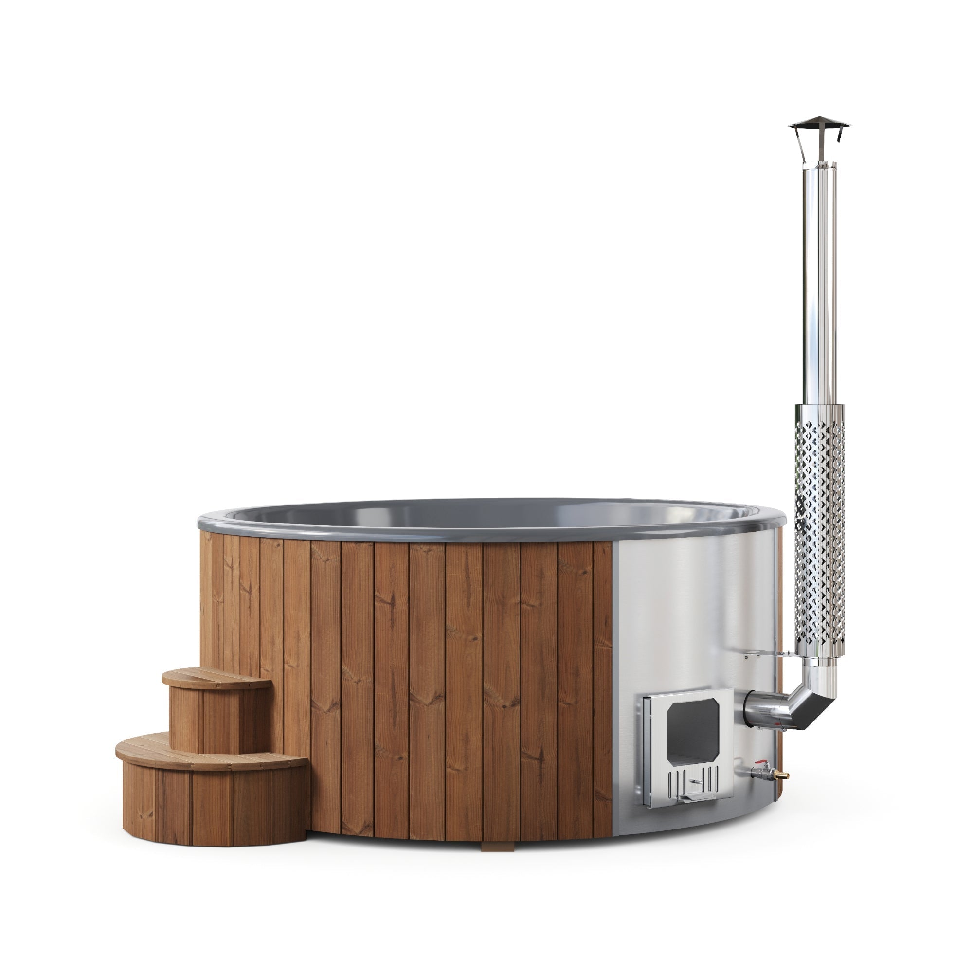 SaunaLife Model S6N - Up to 7 Persons Home Wood-Burning Hot Tub - Natural