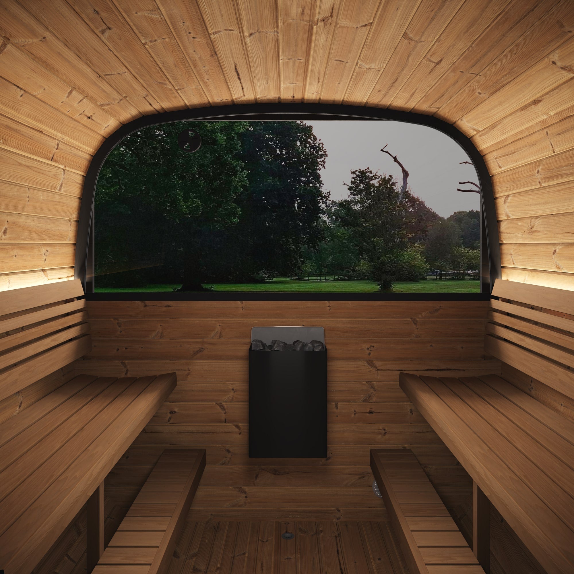 SaunaLife Model CL12GCP 8 Person Cube Series Luxury Outdoor Sauna Kit with Changeroom