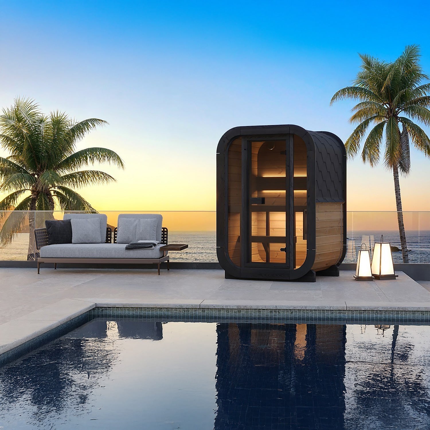 SaunaLife Model CL3G 1-2 Person Cube Series Outdoor Sauna Kit