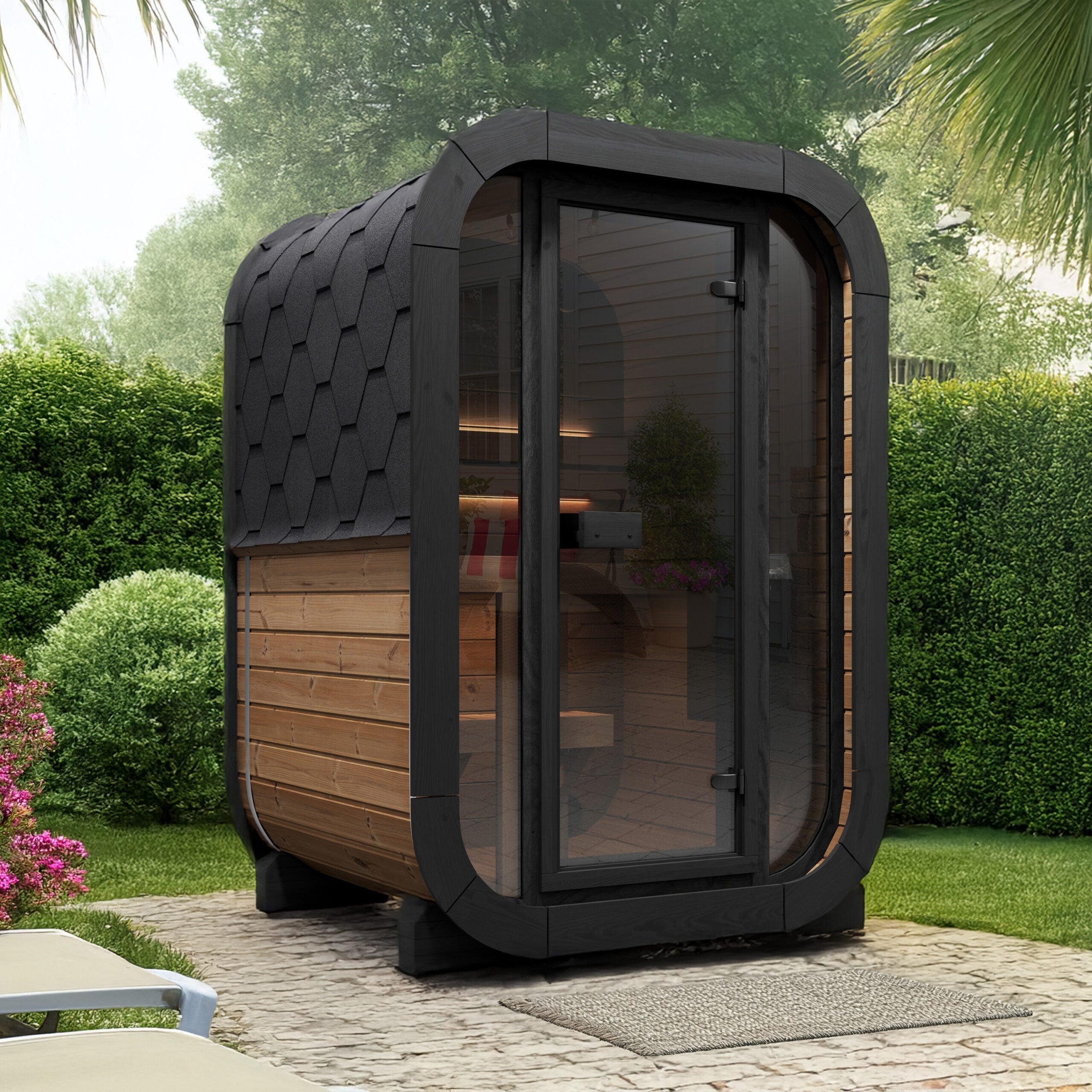 SaunaLife Model CL3G 1-2 Person Cube Series Outdoor Sauna Kit