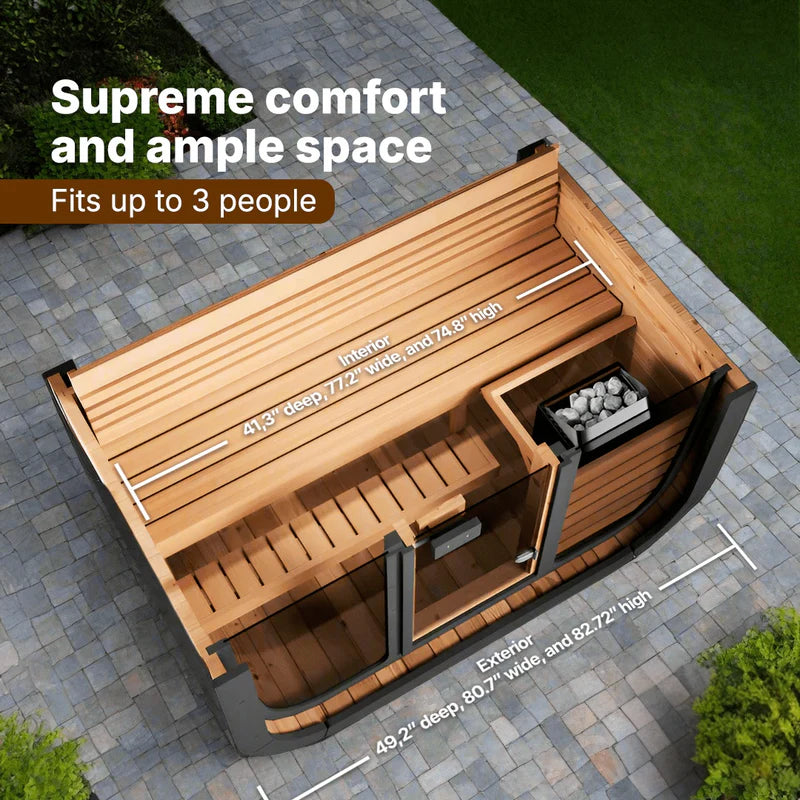 SaunaLife Model CL4G 3 Person Cube Series Outdoor Sauna Kit
