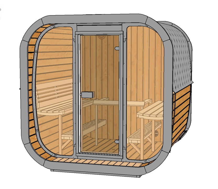SaunaLife Model CL7G 6 Person Cube Series Outdoor Sauna Kit