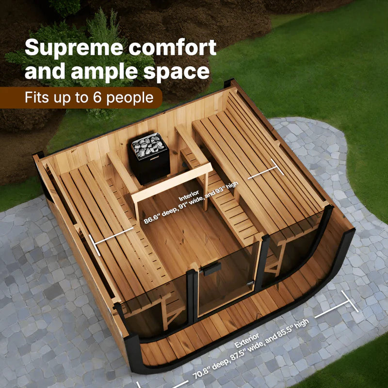 SaunaLife Model CL7G 6 Person Cube Series Outdoor Sauna Kit
