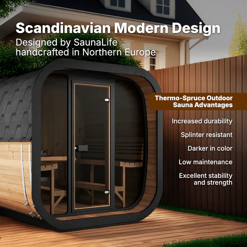 SaunaLife Model CL7G 6 Person Cube Series Outdoor Sauna Kit