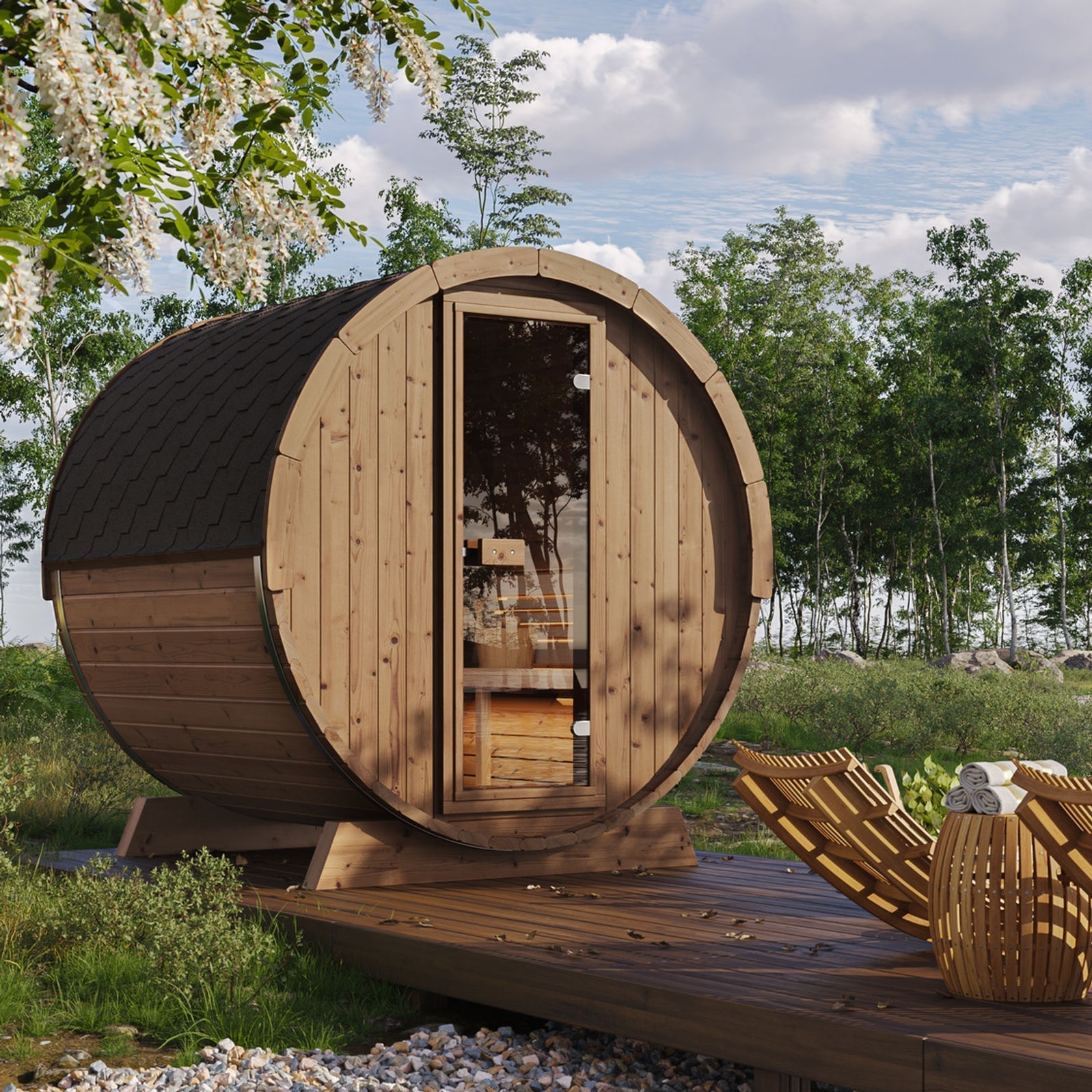 SaunaLife Model E6W 3 Person Sauna Barrel-Window