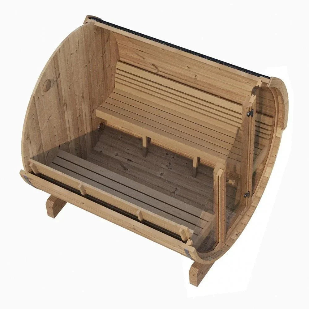 SaunaLife Model E8G 6 Person Barrel Sauna w/ Glass Front