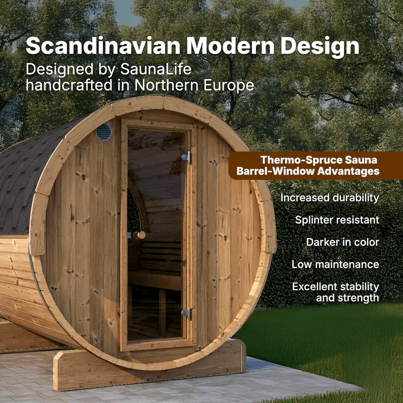SaunaLife Model E8W 6 Person Sauna Barrel-Window