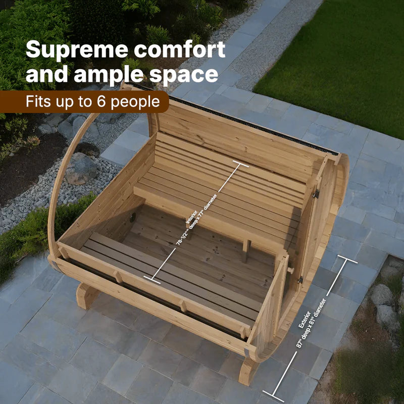 SaunaLife Model E8W 6 Person Sauna Barrel-Window
