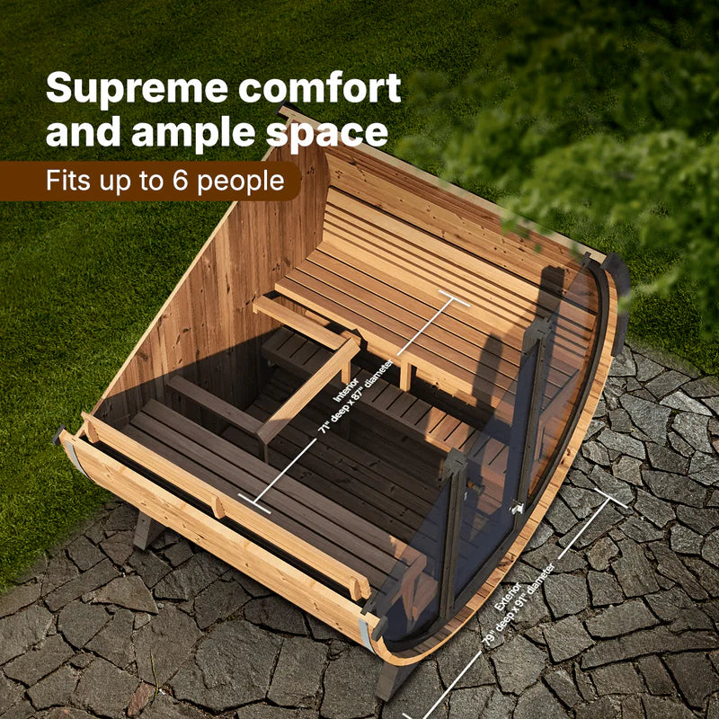 SaunaLife Model EE8G 6 Person Barrel Sauna